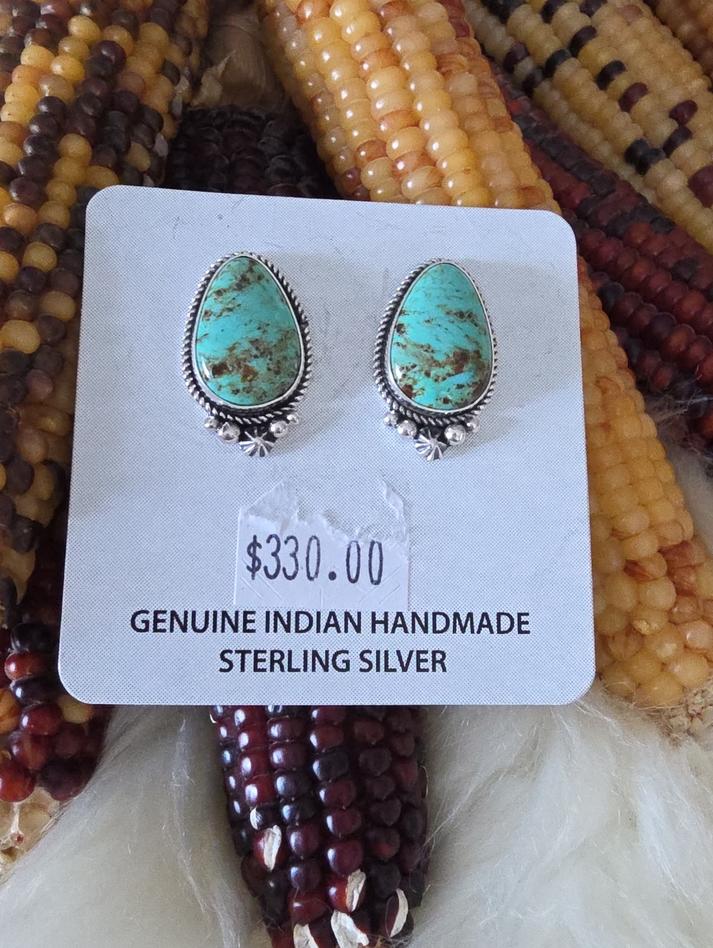 Beautiful NWT Native American Navajo Santa Maria Turquoise Earrings 🩵💚🤎🎁